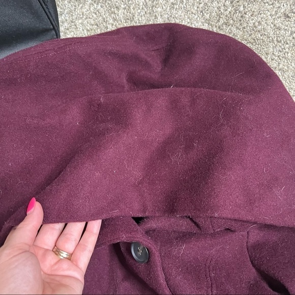 ** Banana Republic maroon purple button belted wool pea coat Small - Picture 7 of 8
